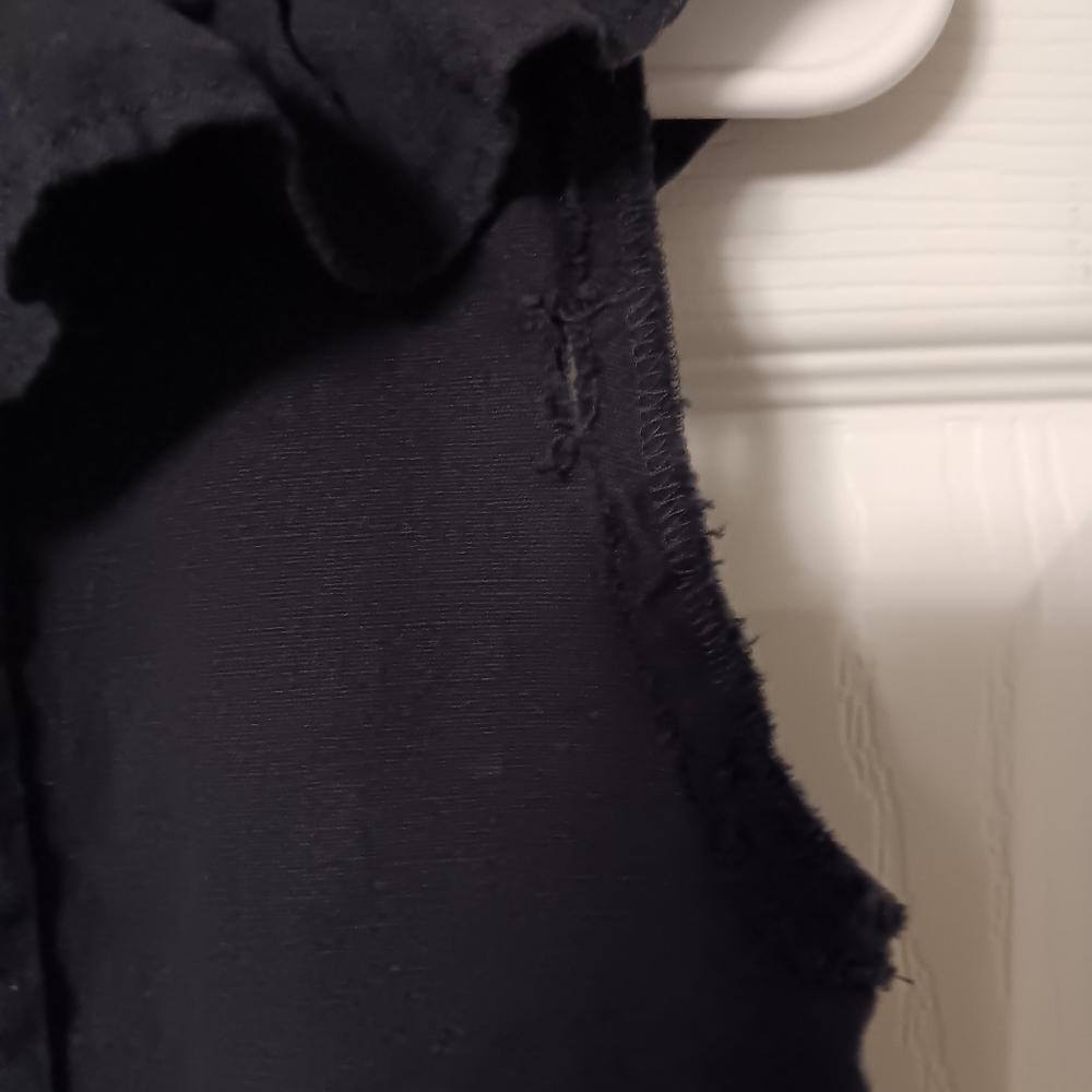Free People Sylvia Black Cotton Sleeveless Cropt Top With Ruffles & Buttons S - Picture 8 of 8